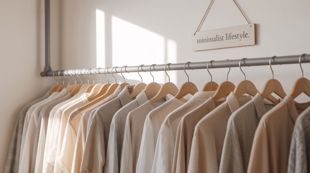 Dressing minimaliste avec peu de vêtements bien rangés